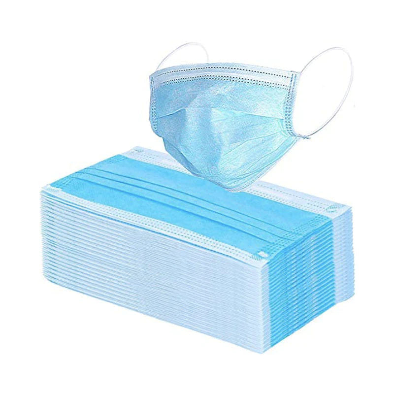 Premium Non-Medical Disposable 3-Ply ASTM Level 2 Face Mask for Adults (Blue), 50/Box