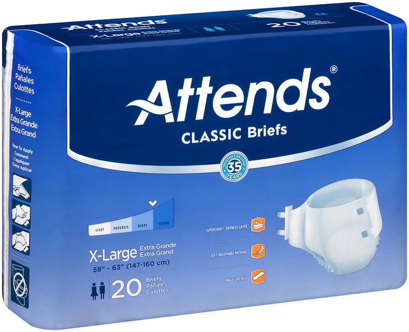 Attends® Classic Adult Heavy-Absorbent Incontinence Brief, X-Large, White