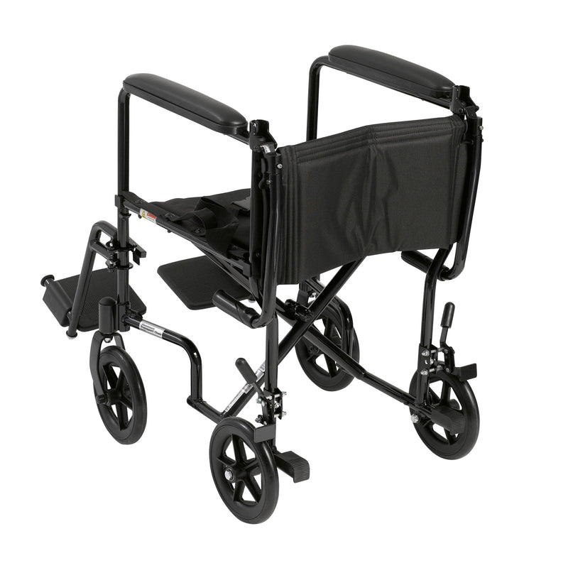 drive™ Lightweight Transport Chair, Black, 17-Inch Seat Width
