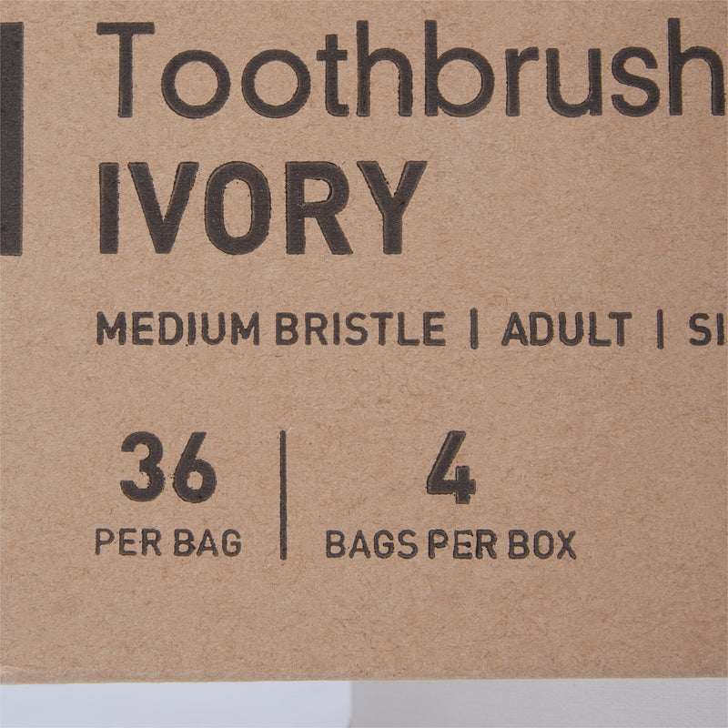 McKesson Toothbrush, Ivory, Adult Medium, 1-1/16" x 3/8" Head, 1/2" x 5-7/8" Handle