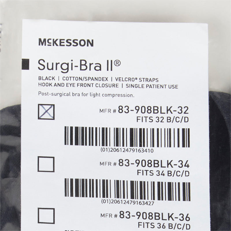 McKesson Black Post-Surgical Bra, 32 Inch