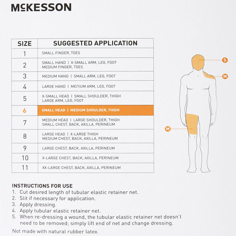 McKesson Tubular Bandage, Small Head, Medium Shoulder, Thigh, 18-1/2 inch X 25 yards, Size 6
