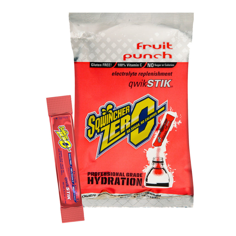 Sqwincher® Quik Stik® Zero Fruit Punch Electrolyte Replenishment Drink Mix, 0.11 oz. Packet