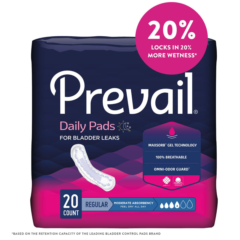 Prevail® Daily Pads Moderate Bladder Control Pad, 9¼-Inch Length