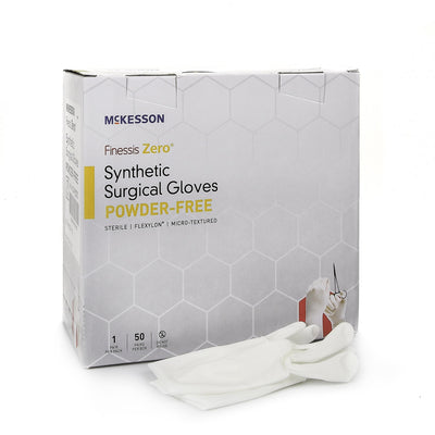 McKesson Finessis Zero® Flexylon® Synthetic Standard Cuff Length Surgical Glove, Size 8½, White