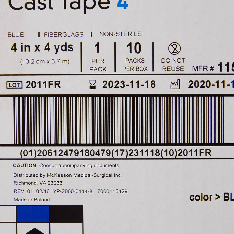 McKesson Blue Cast Tape, 4 Inch x 4 Yard