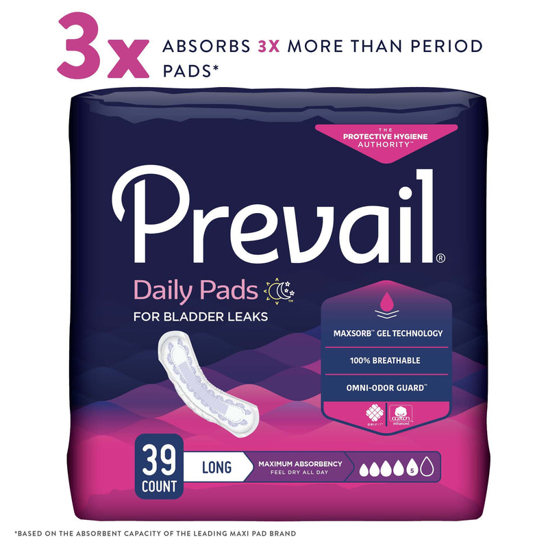 Prevail® Daily Pads Maximum Bladder Control Pad, 13-Inch Length