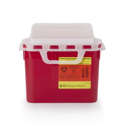 Becton Dickinson Red Sharps Container, 10¾ x 10¾ x 4 Inch, 5.4 Quart