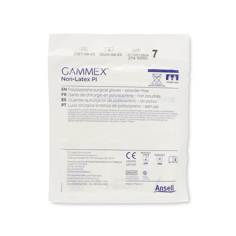 Gammex® Non-Latex PI Polyisoprene Standard Cuff Length Surgical Glove, Size 7, White