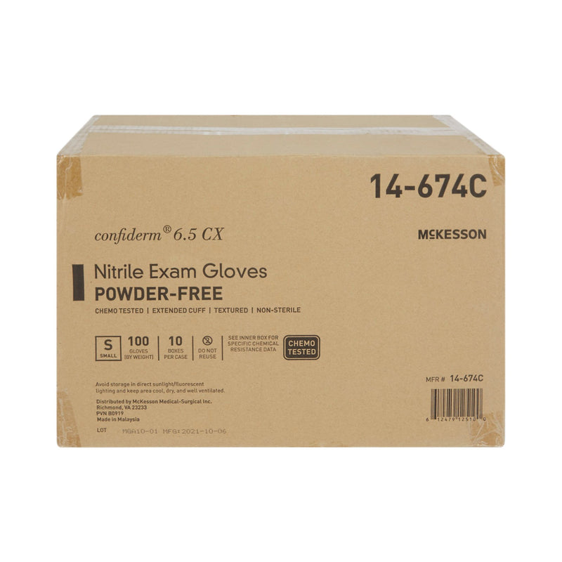 McKesson Confiderm® 6.5CX Extended Cuff Nitrile Extended Cuff Length Exam Glove, Small, Blue