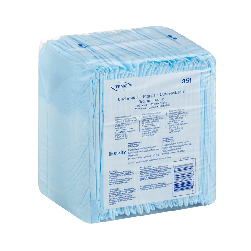 TENA Regular Underpads, Light Absorbency, Blue, Disposable, Latex-Free, 23 X 24 Inch