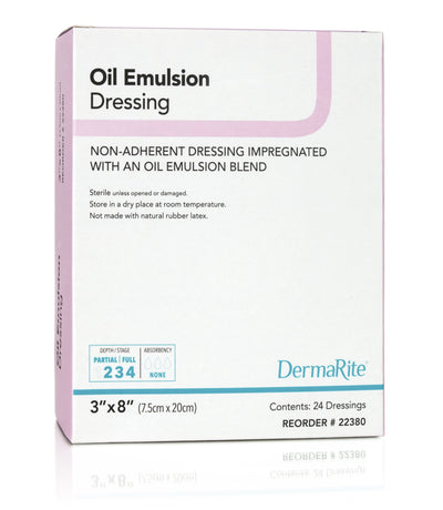DermaRite® Oil Emulsion Impregnated Dressing, 3 x 8 Inch