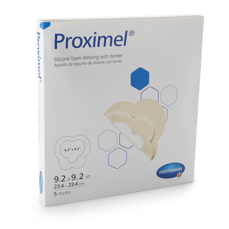 Proximel® Silicone Bordered Dressing, Adhesive Foam with Border, 9-1/5 x 9-1/5 inch