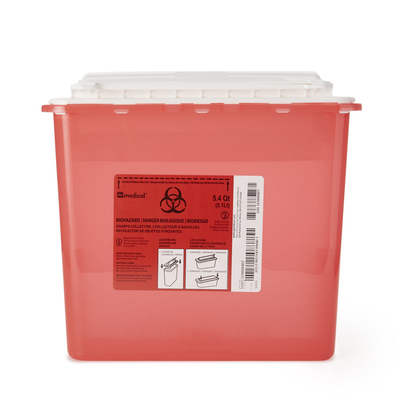 AP Line Biohazard Waste Container, 12 x 4½ x 10-4/5 Inch