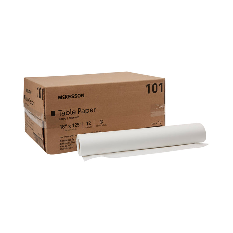 McKesson Crepe Table Paper, 18 Inch x 125 Foot, White