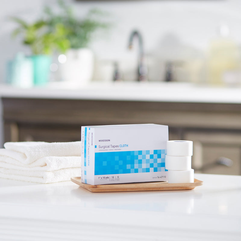 McKesson Silk-Like Cloth Medical Tape, 1 Inch x 10 Yard, White