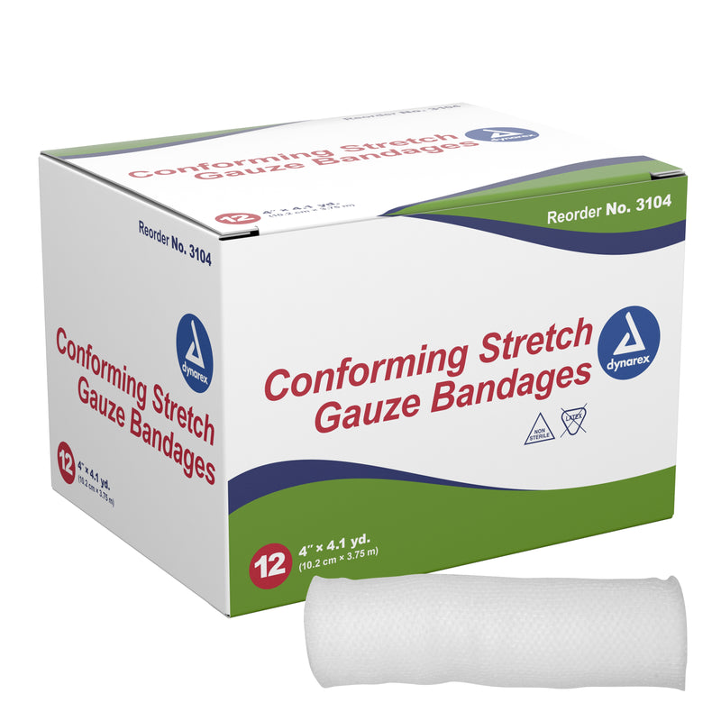 Dynarex® NonSterile Conforming Bandage, 4 Inch x 4-1/10 Yard