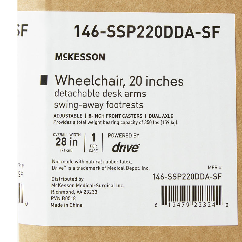 McKesson Wheelchair, 20 Inch Seat Width