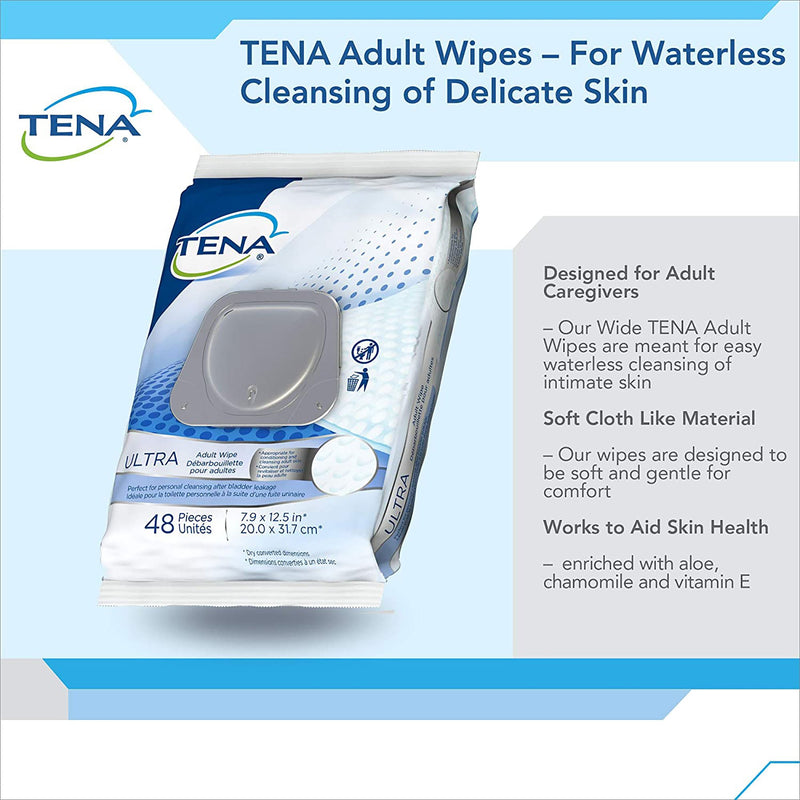 Tena Classic Disposable Washcloth, Alcohol-Free, Scented, Convenient, Regular Use