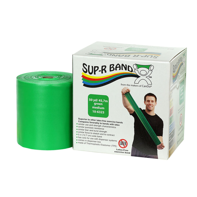 Sup-R Band® Exercise Resistance Band, Green, 5 Inch x 50 Yard, Medium Resistance