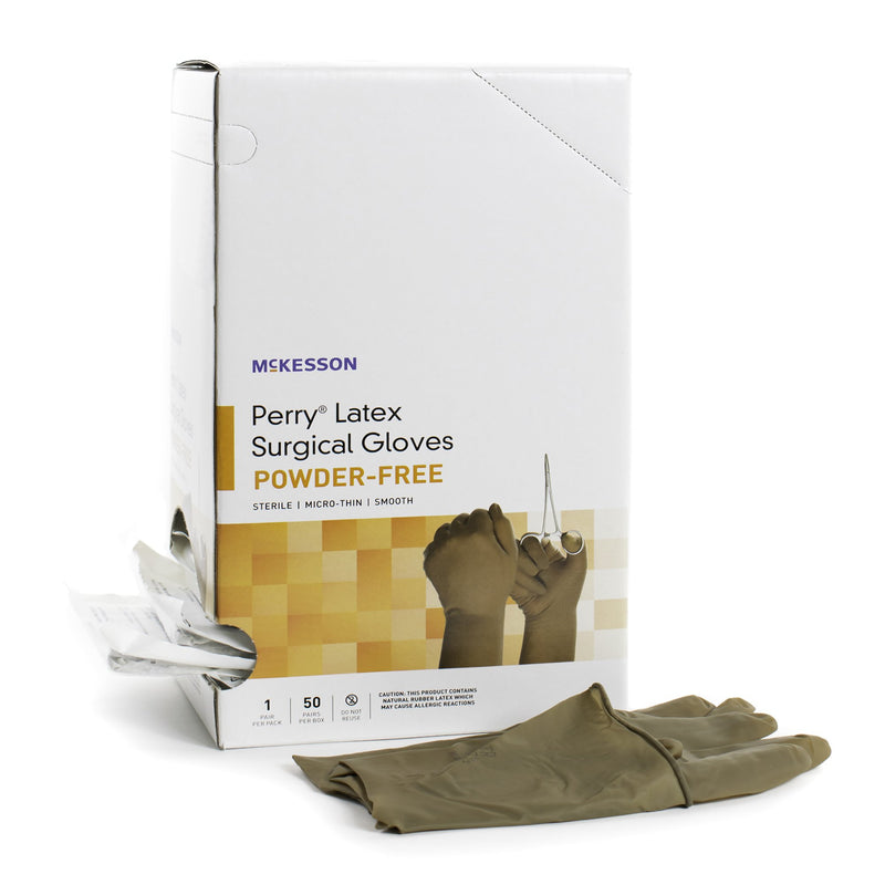 McKesson Perry® Latex Standard Cuff Length Surgical Glove, Size 7, Brown