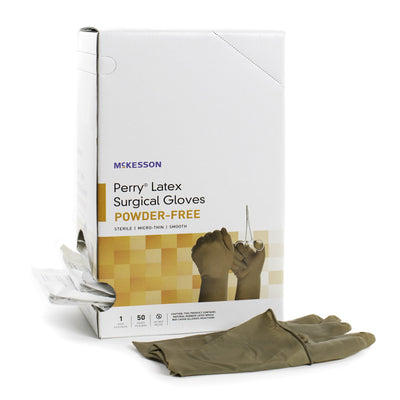 McKesson Perry® Latex Standard Cuff Length Surgical Glove, Size 7, Brown