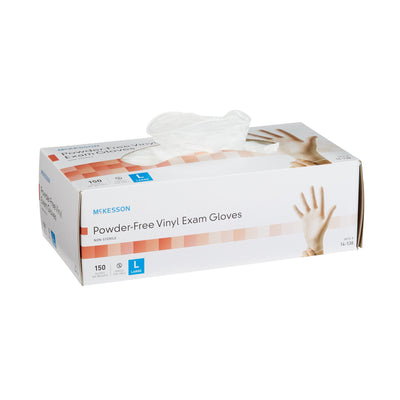 McKesson Non-Sterile, Powder-Free Vinyl Exam Gloves, Standard Cuff Length, Smooth Clear, Large