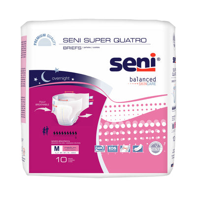 Seni® Super Quatro Severe Absorbency Incontinence Brief, Medium