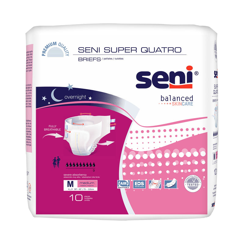 Seni® Super Quatro Severe Absorbency Incontinence Brief, Medium