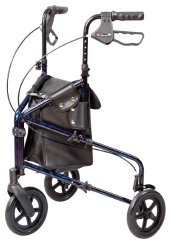 Carex® Trio 3-Wheel Rolling Walker, 7.5 in. Wheel, 31.75 - 38 in. Handle, Blue, 250 lbs, Aluminum Frame