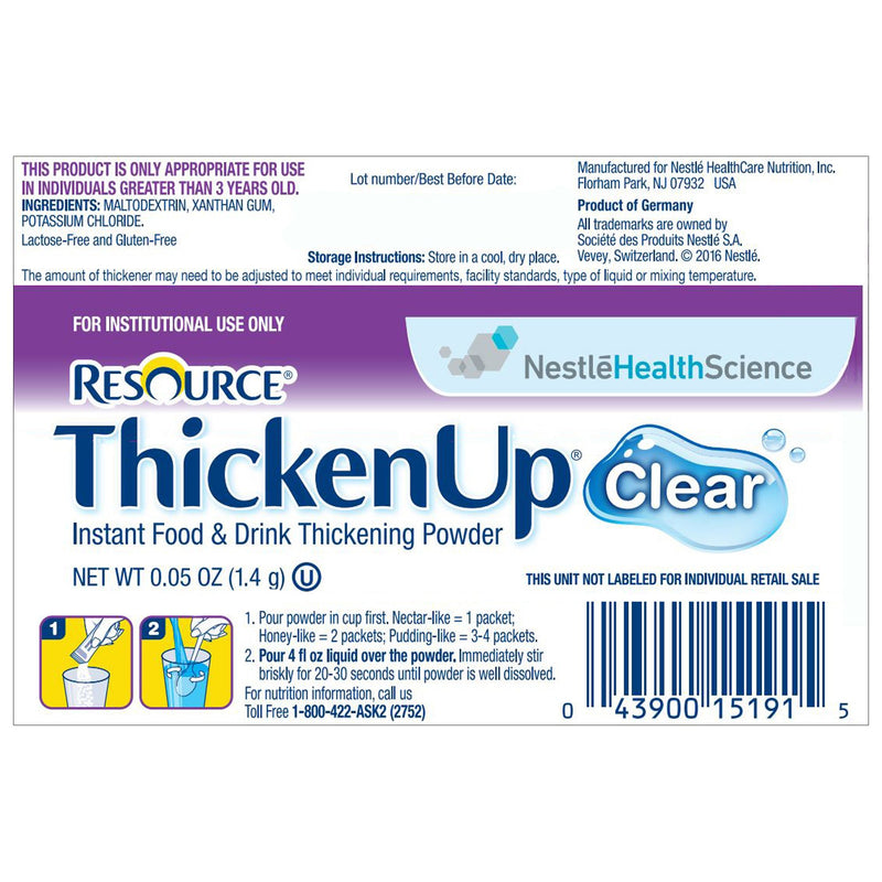 Resource® ThickenUp® Clear Food and Beverage Thickener, 0.05-ounce Packet