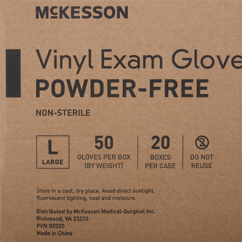 McKesson Confiderm® Vinyl Exam Glove, Large, Clear