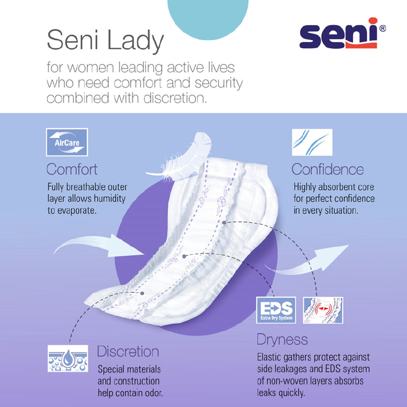 Seni® Lady Moderate Bladder Control Pad, 10-Inch Length