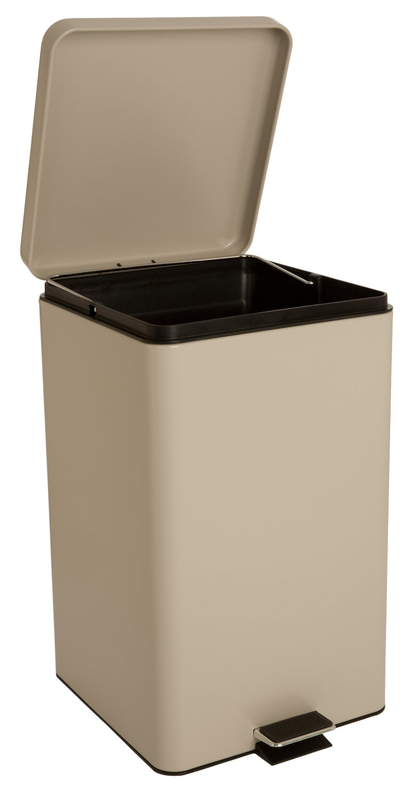 McKesson Trash Can with Plastic Liner, Square, Steel, Step-On, 32 QT, Beige