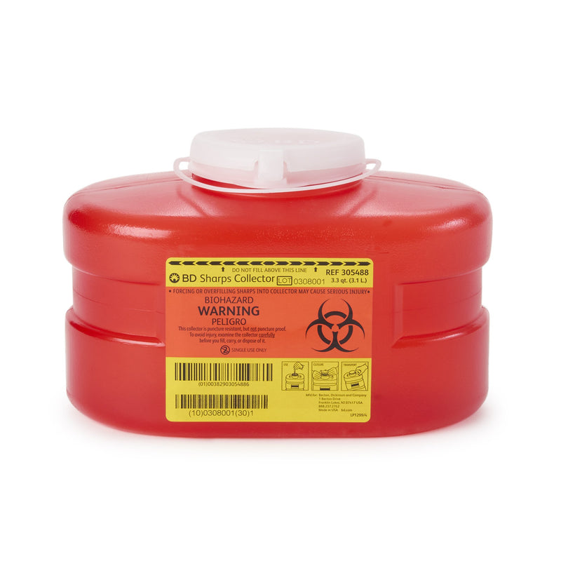 Becton Dickinson Red Sharps Container, 3 Quart