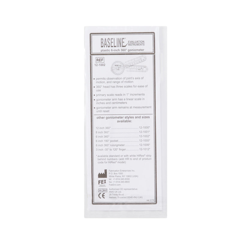 Baseline® 360° Head Plastic Goniometer, 6 Inch Arms