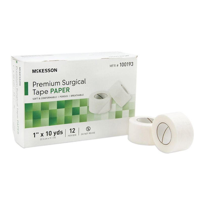 McKesson Paper Medical Tape, 1 Inch x 10 Yard, White