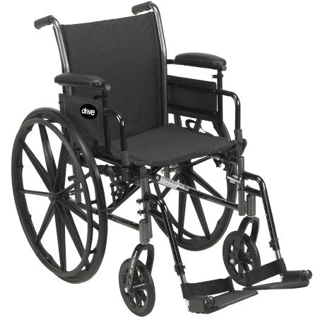 drive™ Cruiser III Lightweight Wheelchair with Flip Back, Padded, Removable Arm, Composite Mag Wheel, 18 in. Seat, Elevating Legrest, 300 lbs