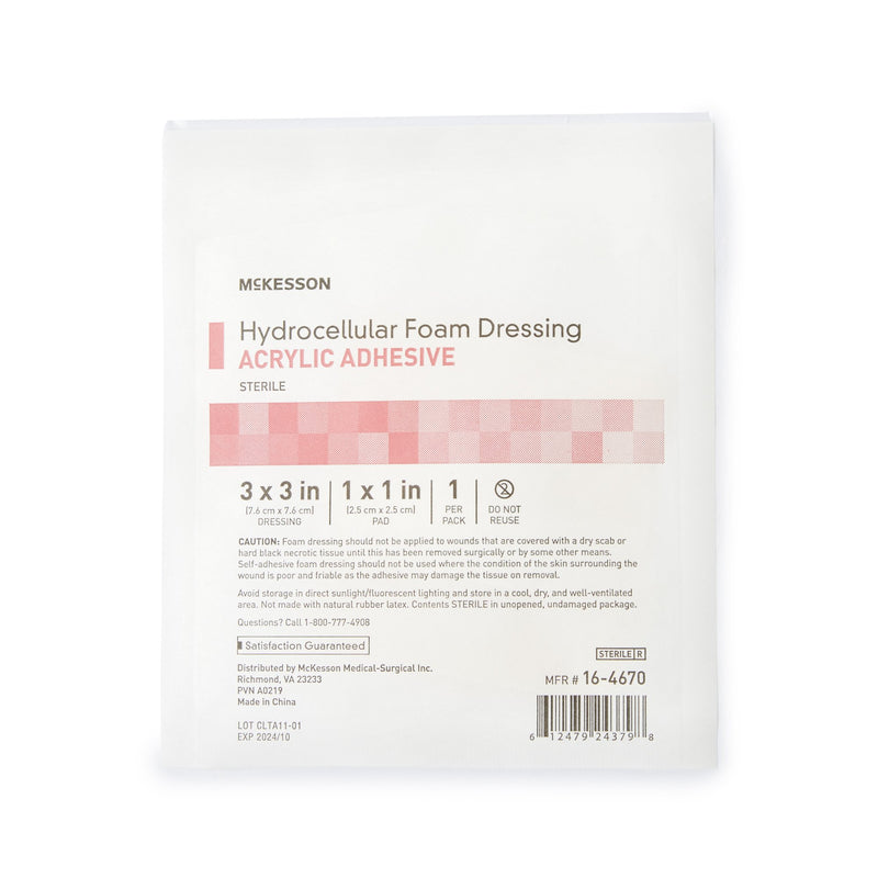 McKesson Adhesive Foam Dressing with Border, 3 x 3 Inch