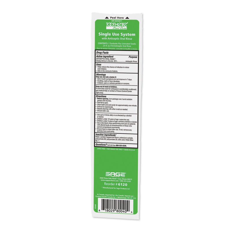 Sage Oral Swabstick Toothette Plus Foam Tip, Cetylpyridinium Chloride .05%