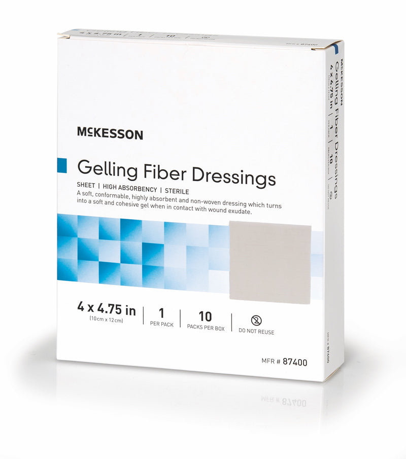 McKesson Absorbent Gelling Fiber Dressing, 4 x 4-3/4 Inch
