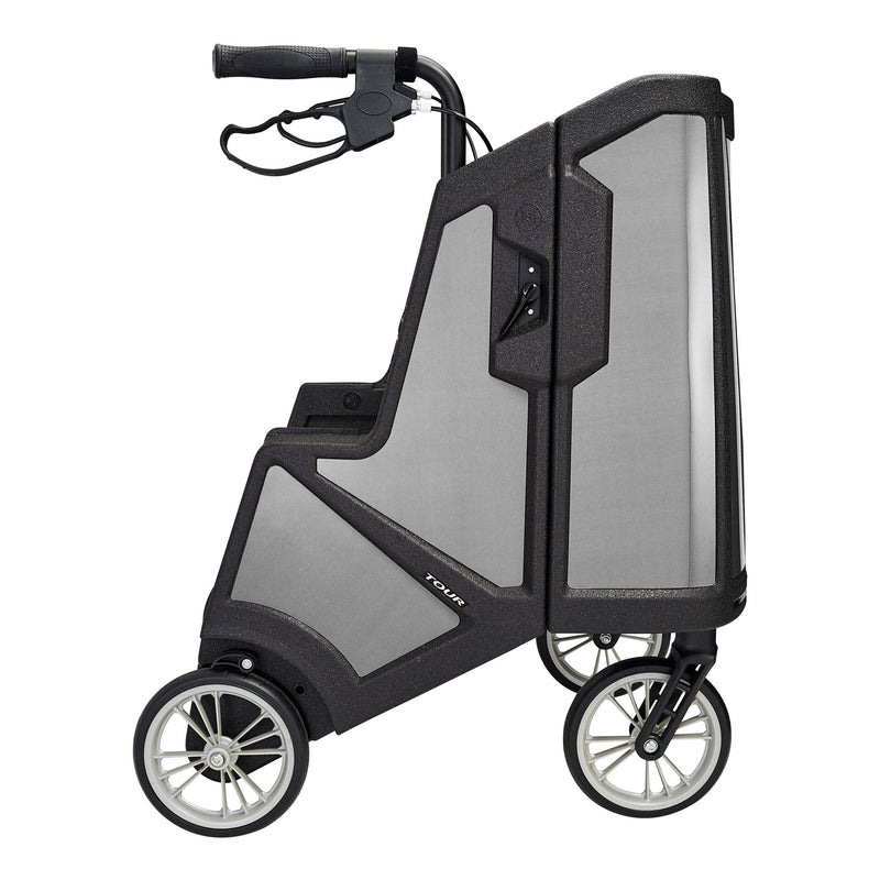Tour 4 Wheel Rollator, 31 to 37 Inch Handle Height, Pure Silver