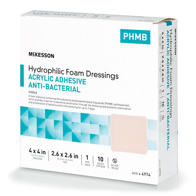 McKesson Antibacterial Foam Dressing, 4 x 4 Inch