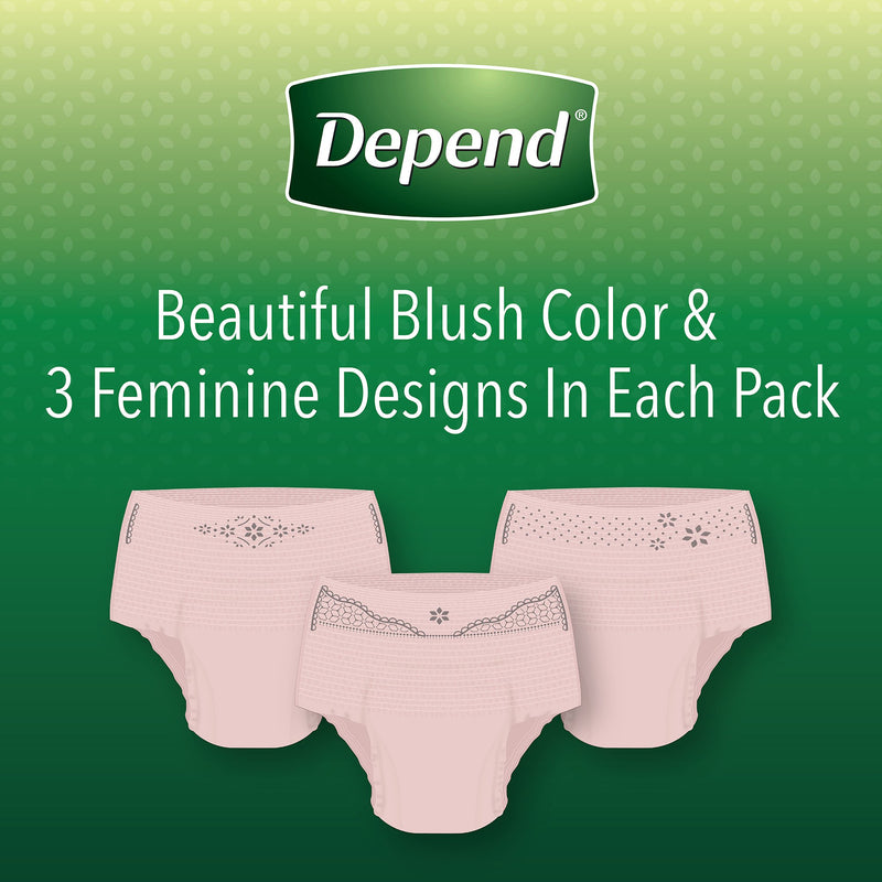 Depend® FIT-FLEX® Womens Absorbent Underwear, Large, Blush