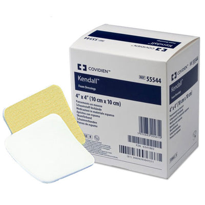 Kendall™ Adhesive with Border Foam Dressing, 4 x 4 Inch