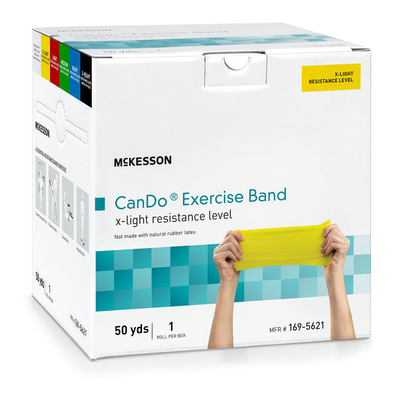 McKesson CanDo® Exercise Resistance Band, Yellow, 5 Inch x 50 Yard, X-Light Resistance