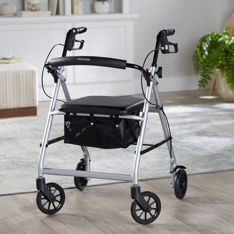 McKesson Folding Aluminum 4-Wheel Rollator, Silver