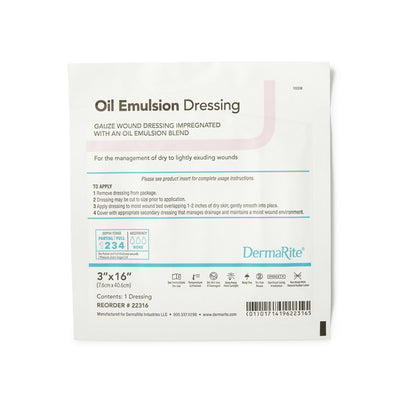 DermaRite® Oil Emulsion Wound Dressing, 3 x 16 Inch