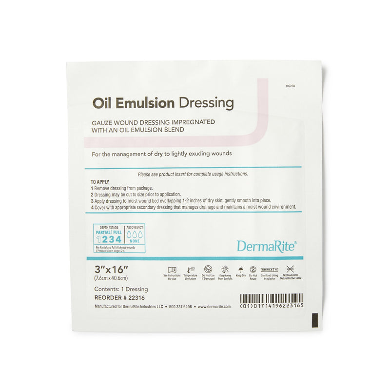 DermaRite® Oil Emulsion Wound Dressing, 3 x 16 Inch