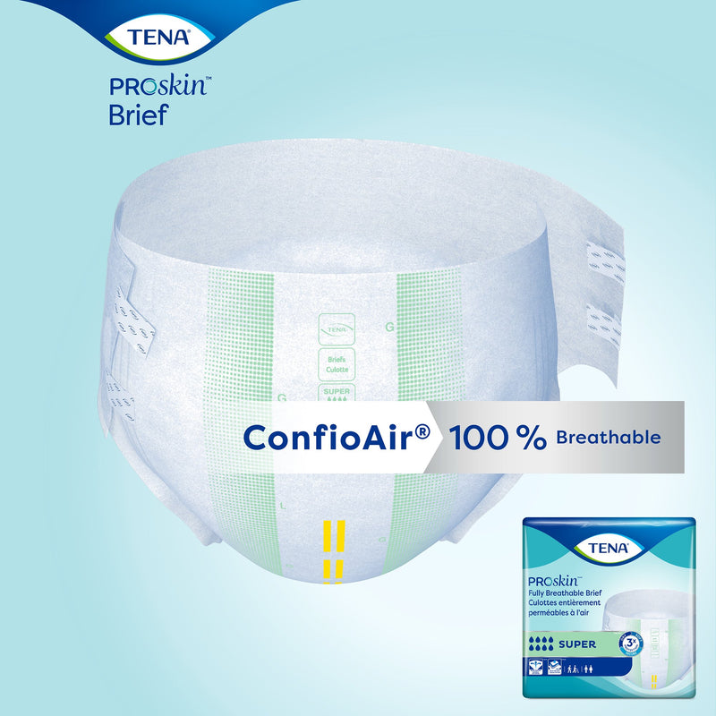 Tena Super Incontinence Briefs, Absorbent, Odor Control, Regular, Green